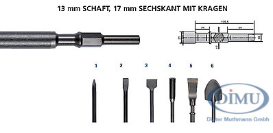 Meißel-Werkzeuge 13 mm 6kt. Bund