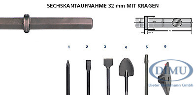 Meißel u. Sonderwerkzeuge 32 mm 6-kant
